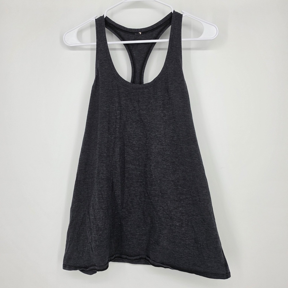 Lululemon Racerback Tank Top Size 4 Heathered Black Athleisure Activewear